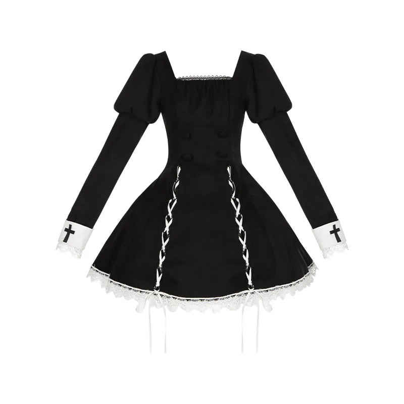 With PUJI - Rose Doll - Gothic Lolita Short OP, Mermaid Dress detail view 8