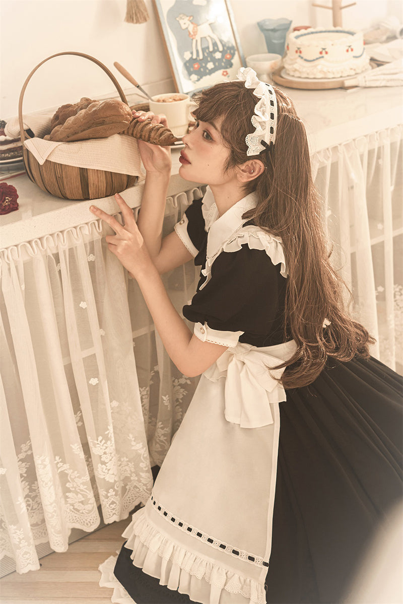 Your Princess - Maid Lolita Puff Sleeve Black Dress - OP Dress