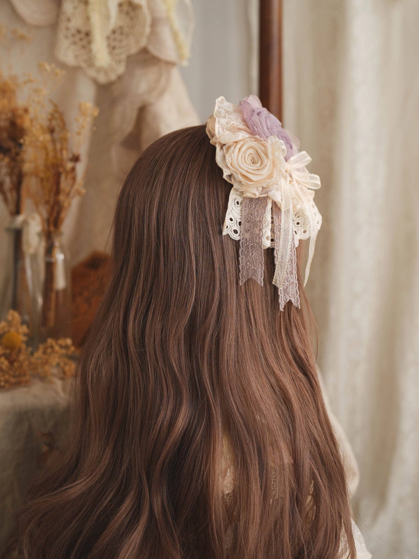 Star Box - Nightingale and Rose - Dried-Rose Lace Floral Hair Accessory