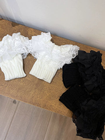 Sock Noble - Y2K Lace Cuff - Knit Boot Covers with Layered Lace