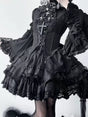 Schwarze Hime-Ärmelbluse + Taillenmieder + SK / XS / Gothic Lolita