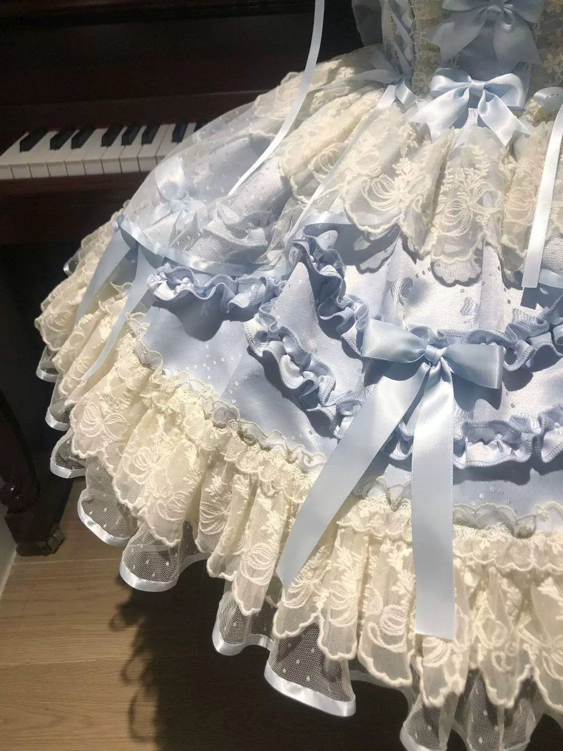 Sweetheart Dream Machine - Rose Poem Ballet - Strappy JSK dress with lace ruffles and ribbon bows