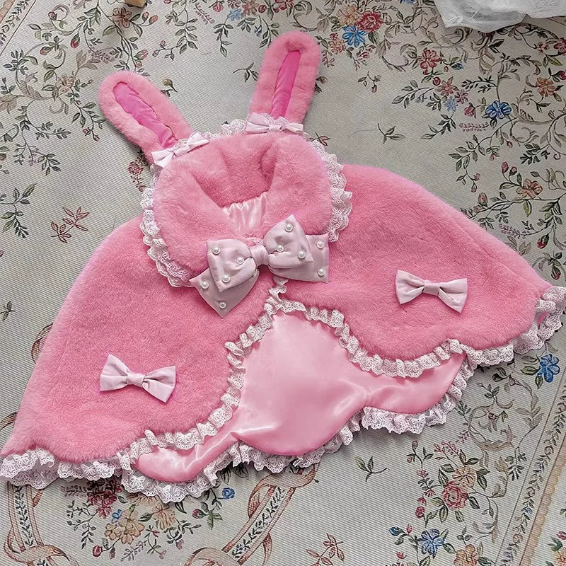 UNCHARTEDSTAR Princess Diary Lolita Cape — Deep Pink Cape + Light Pink Bow
