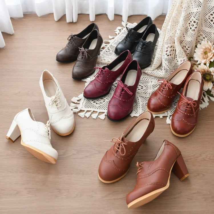 Sentaro - Retro Lolita Heel Shoes Handmade - Perforated Strap Leather Shoes Shoes