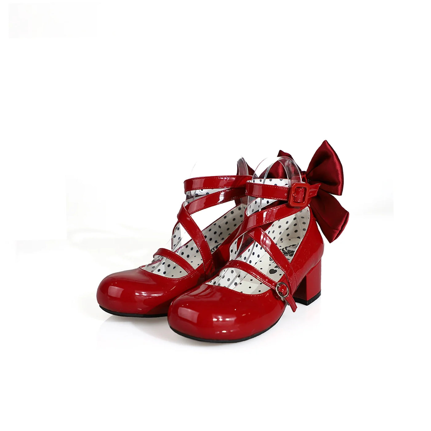 MODO - Follow in the Moonlight - Sweet Lolita shoes with round toes, crisscross straps and a detachable back bow
