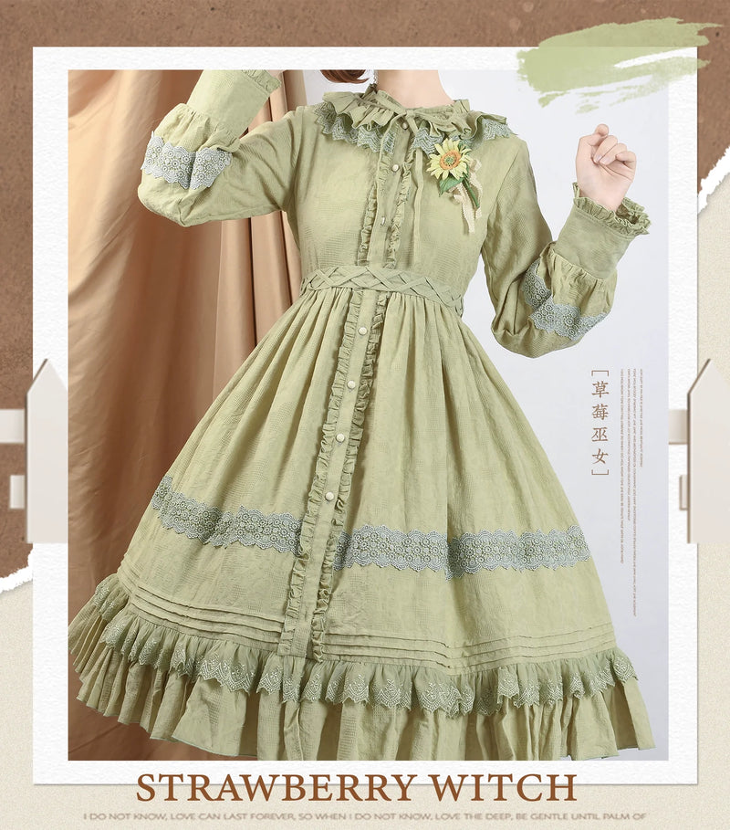 Strawberry Witch - The Spring - Cotton Lolita OP Dress with Long Sleeve