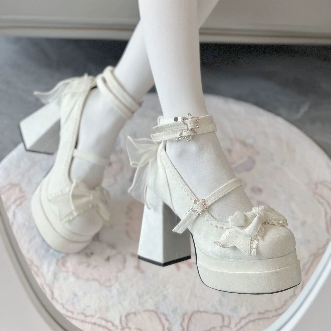 Aiyoki - Puff Party - Chunky Heel Shoes with Bow and Adjustable Straps - product detail 8