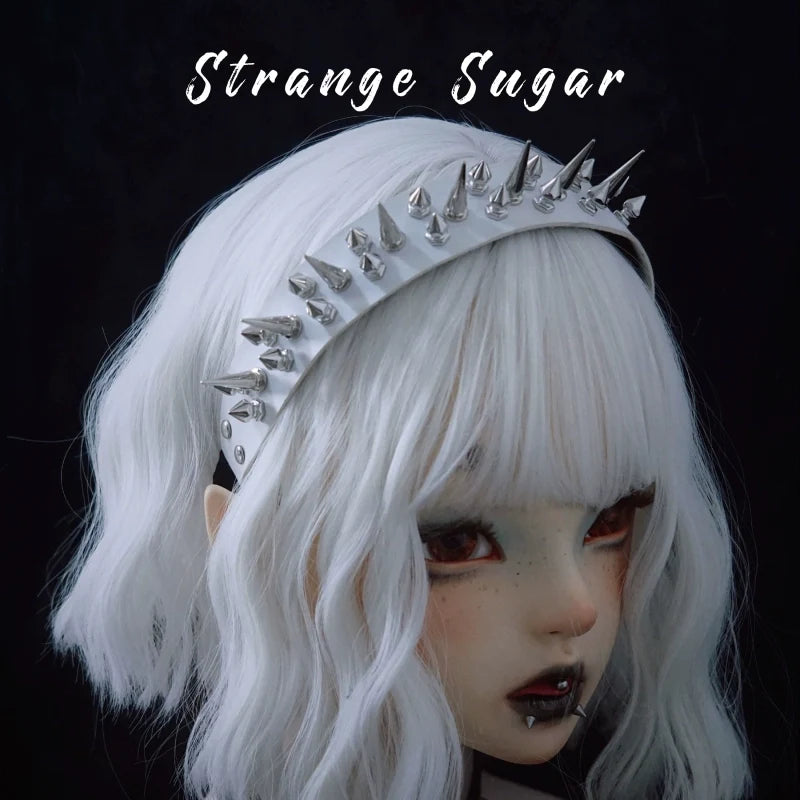 Strange Sugar - Gothic Lolita KC Faux Leather Punk - Lolita Hair Accessories Headwear