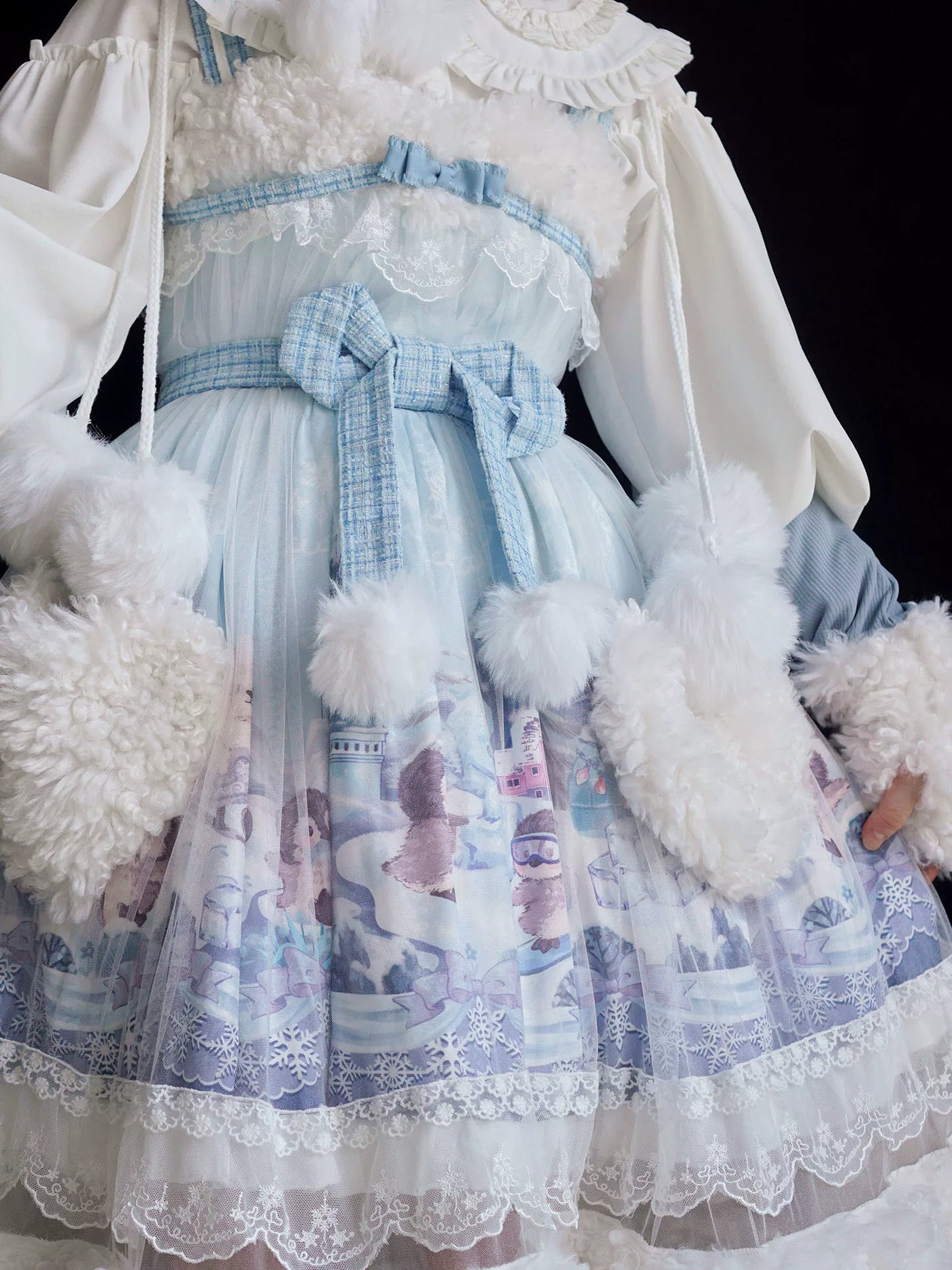 Dream Bunny - Penguin Snow Treasure - Penguin-print JSK with plush trim