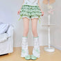 Layered Set – Green Star Leg Warmers + Green Mesh-Lace Socks / One Size