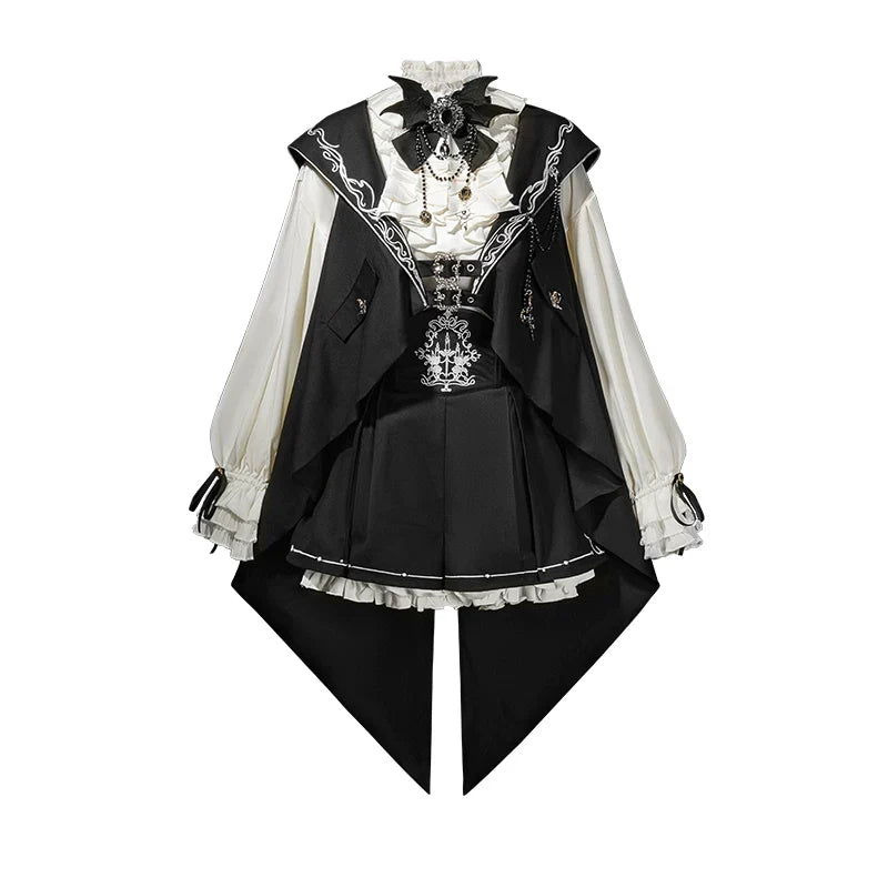 Letters from Unknown Star - Bunny Ear Meteorite - Embroidered Ouji Lolita Set, Hooded Vest
