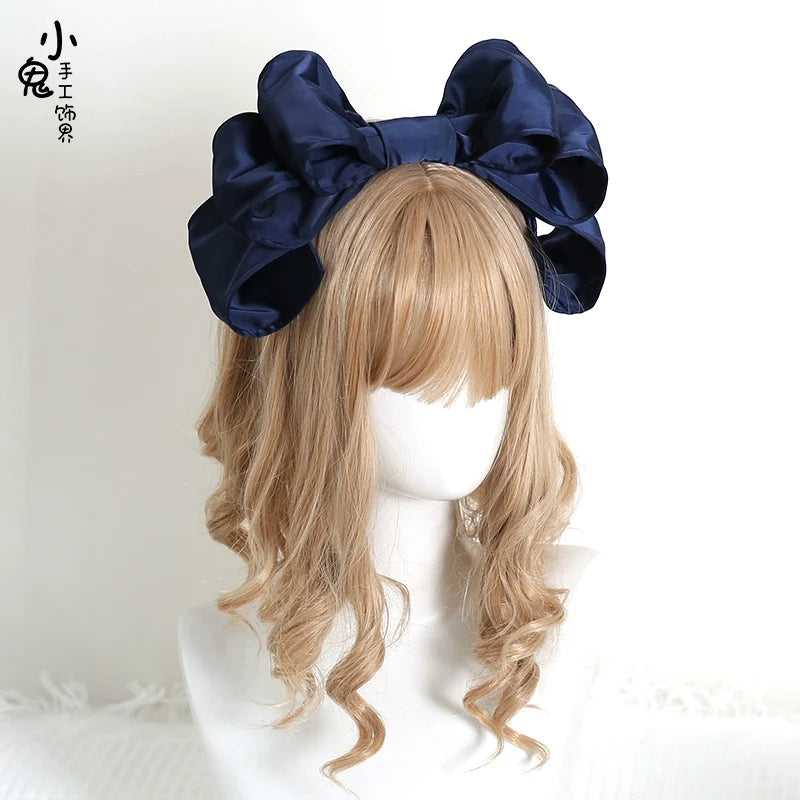 Xiaogui - Satin Doll-like Lolita KC - Layered Bowknot Headwear