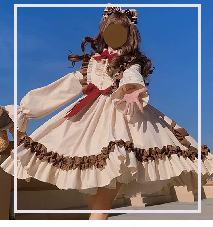 Yueele - Cocoa Cream Autumn - Plus-Size Sweet Lolita OP Dress - detail view 6