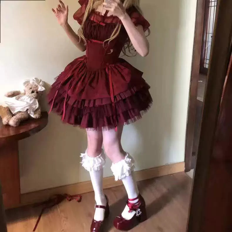 Sweetheart Dream Machine - Little Ribbon Ballet - Camisole jumper skirt (JSK) with layered ruffles
