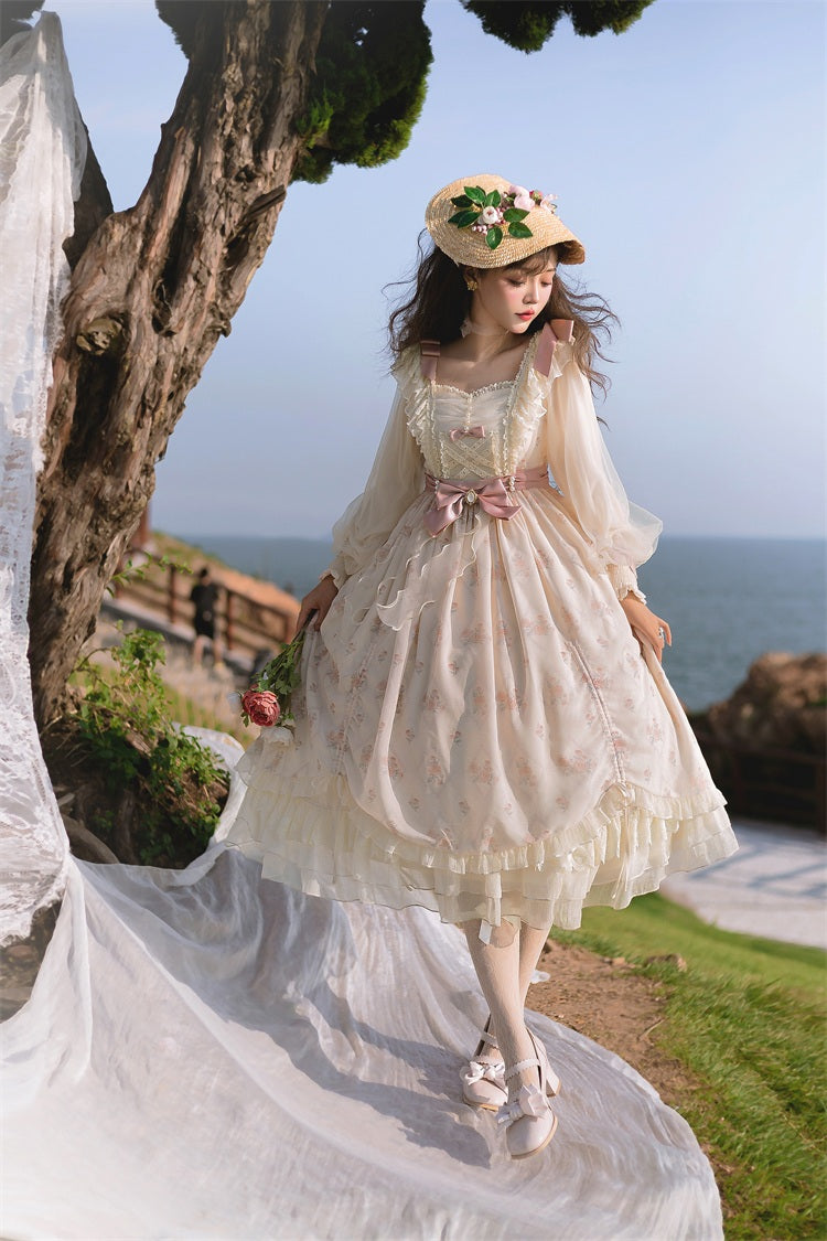 Letters from Unknown Star - Time Stationery - Elegant Lolita Long Sleeve OP Dress