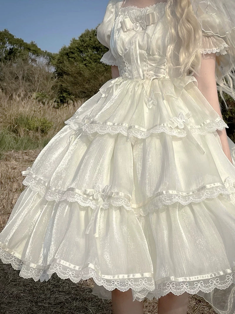 Yueele - Butterfly Bridal Train - Plus-Size Sweet Lolita OP Dress - detail view 4