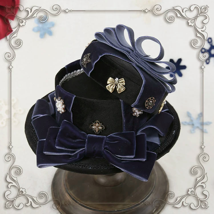 Star Box - Christmas Magic Box - Velvet Gift-Box Top Hat with Bow Trim