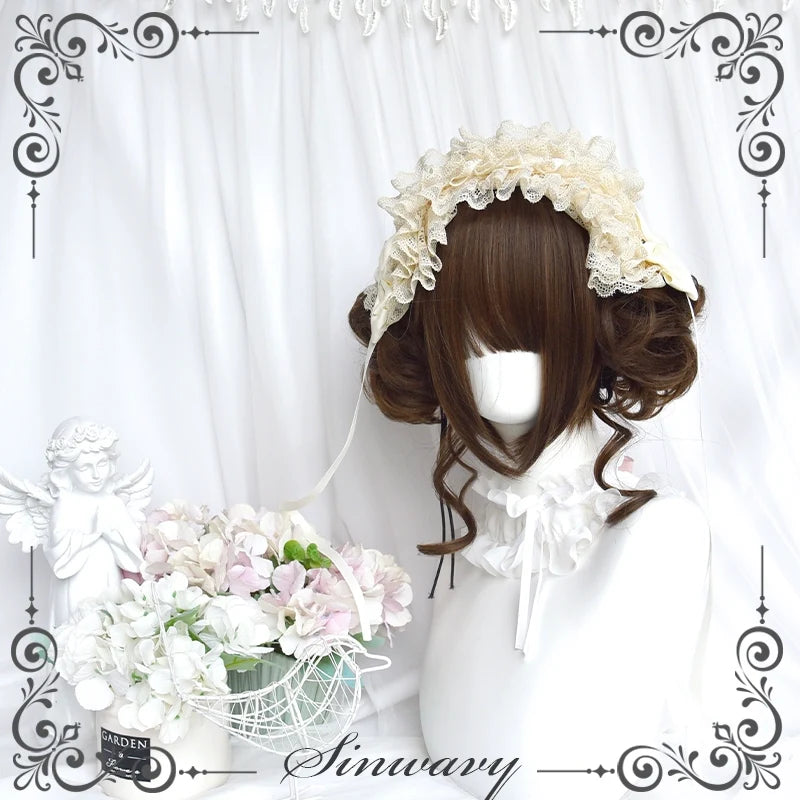 Sinwavy - Kawaii Lolita Brown Wig Cute Bun - Ponytail Doll-like Wig Wig