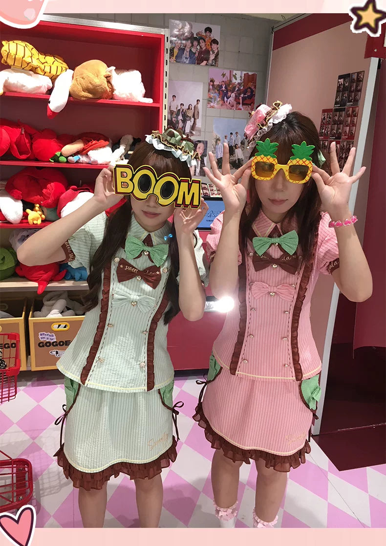 Baozi Pig - Sweet Soda - Short-Sleeve Lolita Dress with Ruffled Trim