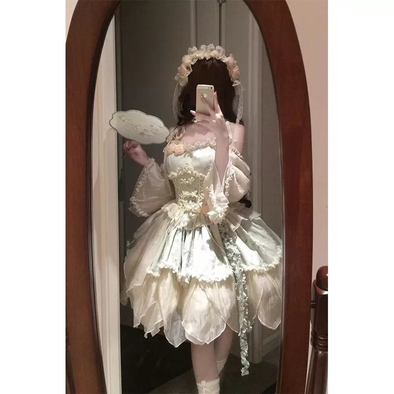 Creamy - Bamboo Print Sweet Lolita Dress - Green Lolita dress
