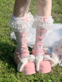 White socks with pink bow / One Size