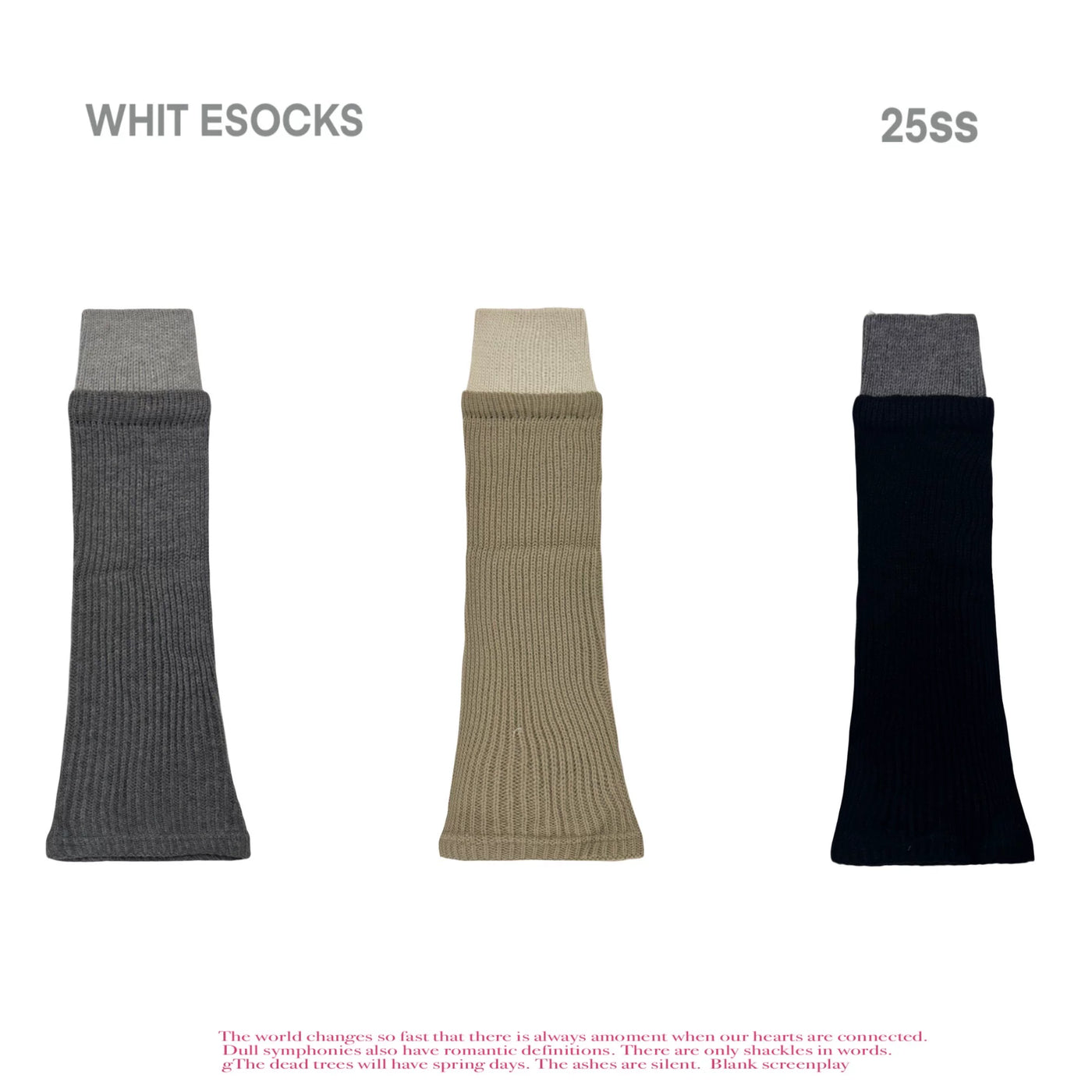 White Socks - Maillard Color Block - Ribbed Mid-Calf Leg Warmers