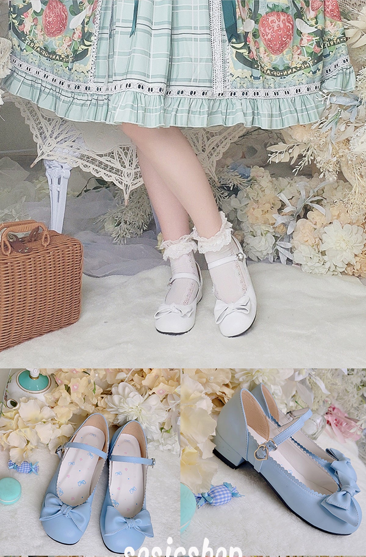 Sosic - Kawaii Lolita Bow Falt Shoes - Shoes