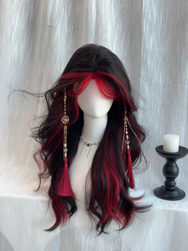 Kunkun Fish black and red highlighted wavy wig - view 1