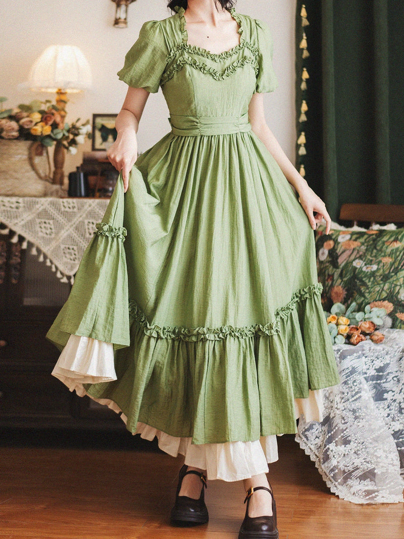 Forest Wardrobe - Forest Pastoral - Square-Neck Ruffle Dress and Underskirt - 3