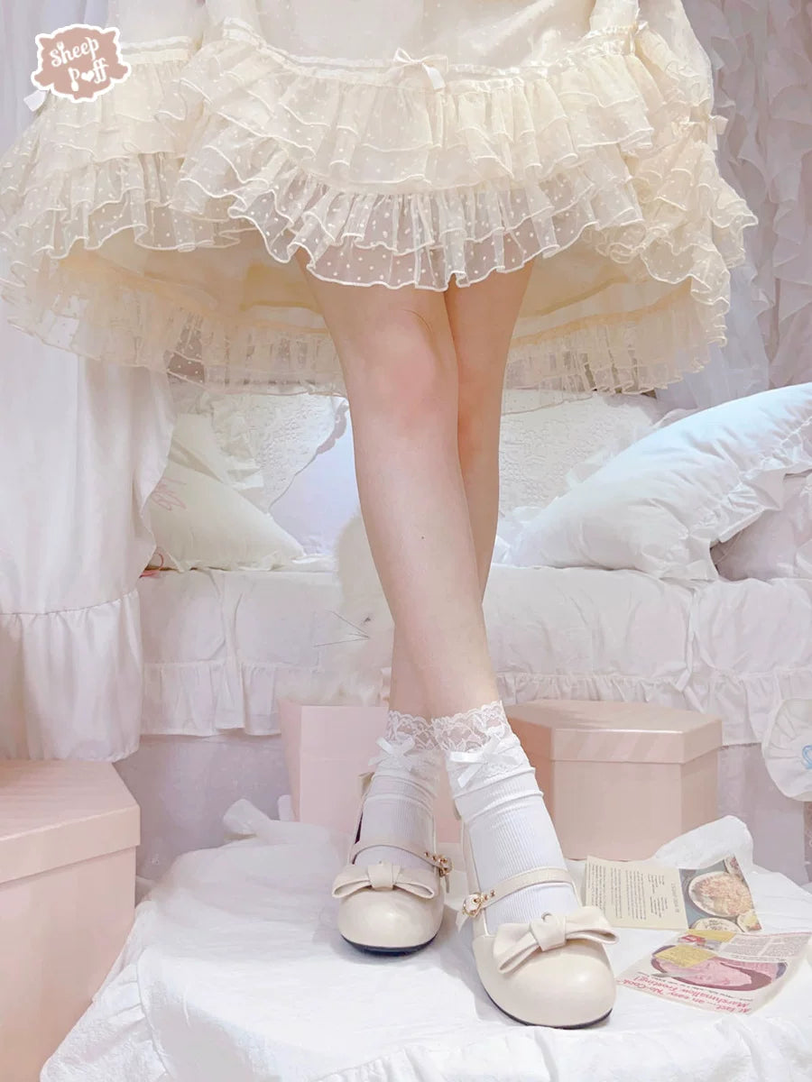 Sheep Puff So Elegant Lolita Heels featuring a delicate design and pastel colors, perfect for stylish fashion statements.