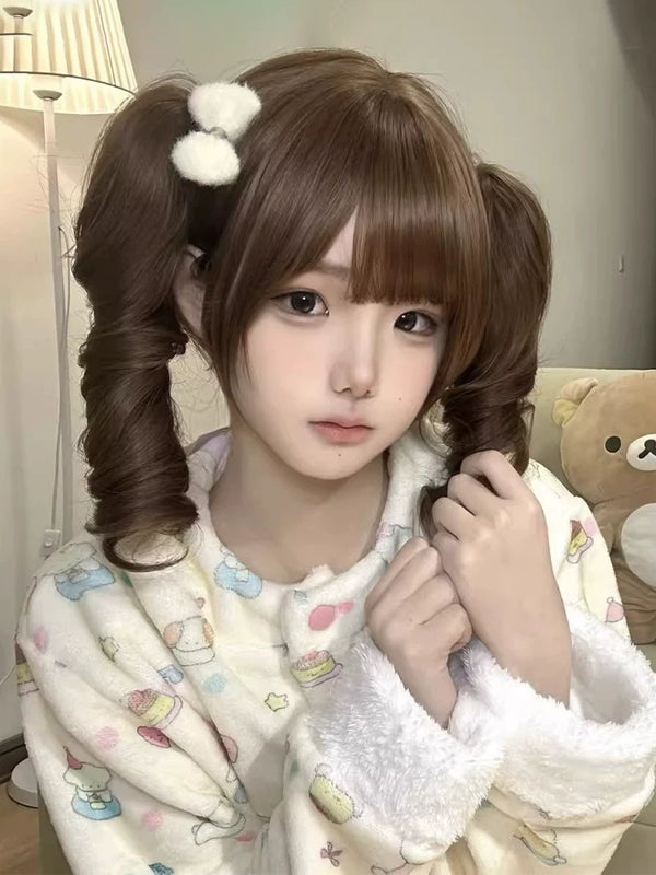 Twin-tail Roman curl full-head wig - view 1