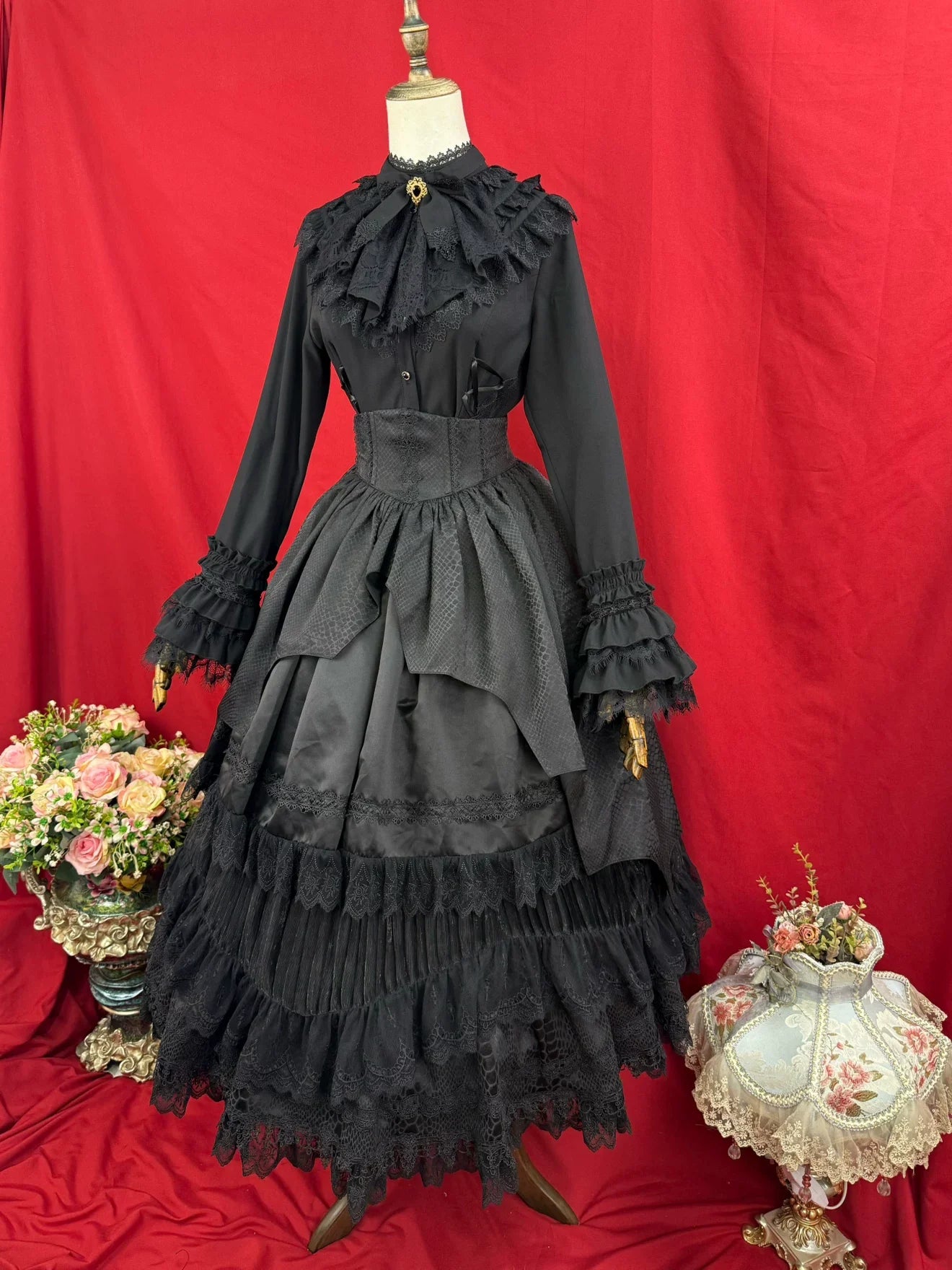 DMFS Lolita - Broken Winged Bat - Gothic Lolita Shirt & SK Set, Bat-wing Shaped Hem