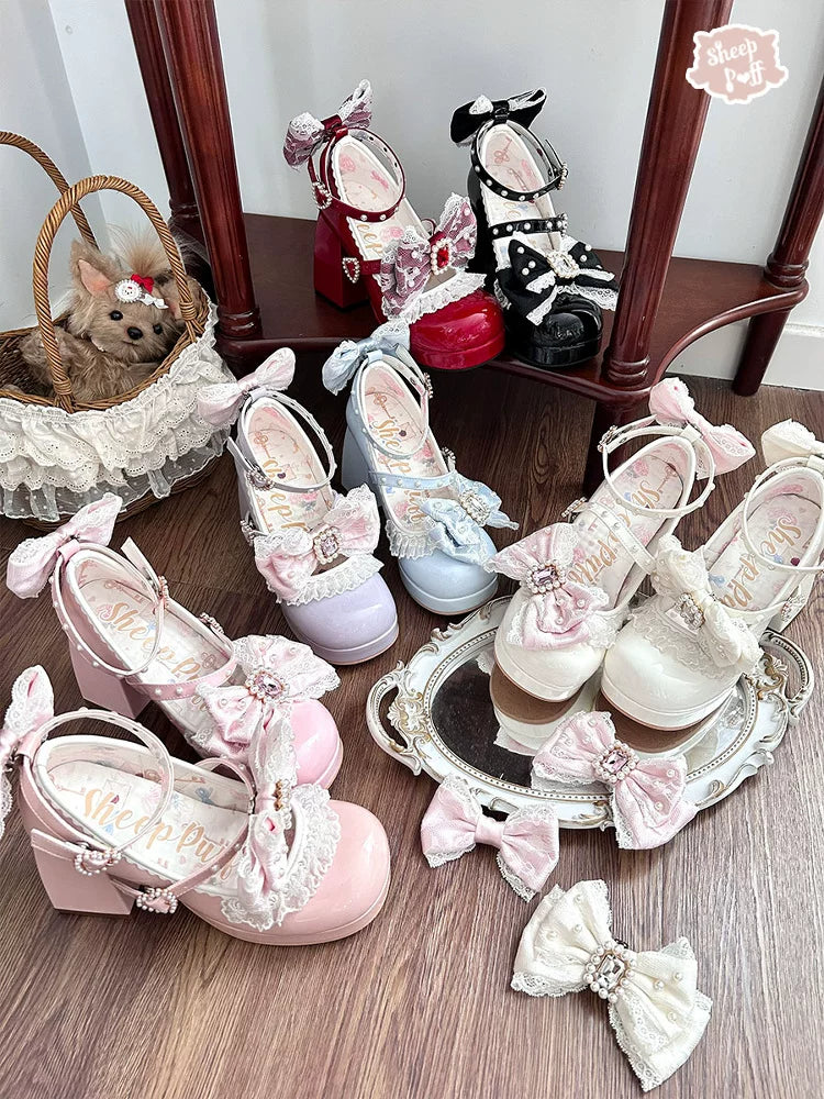 sheeppuff Lace Romance High-Heel Lolita Shoes
