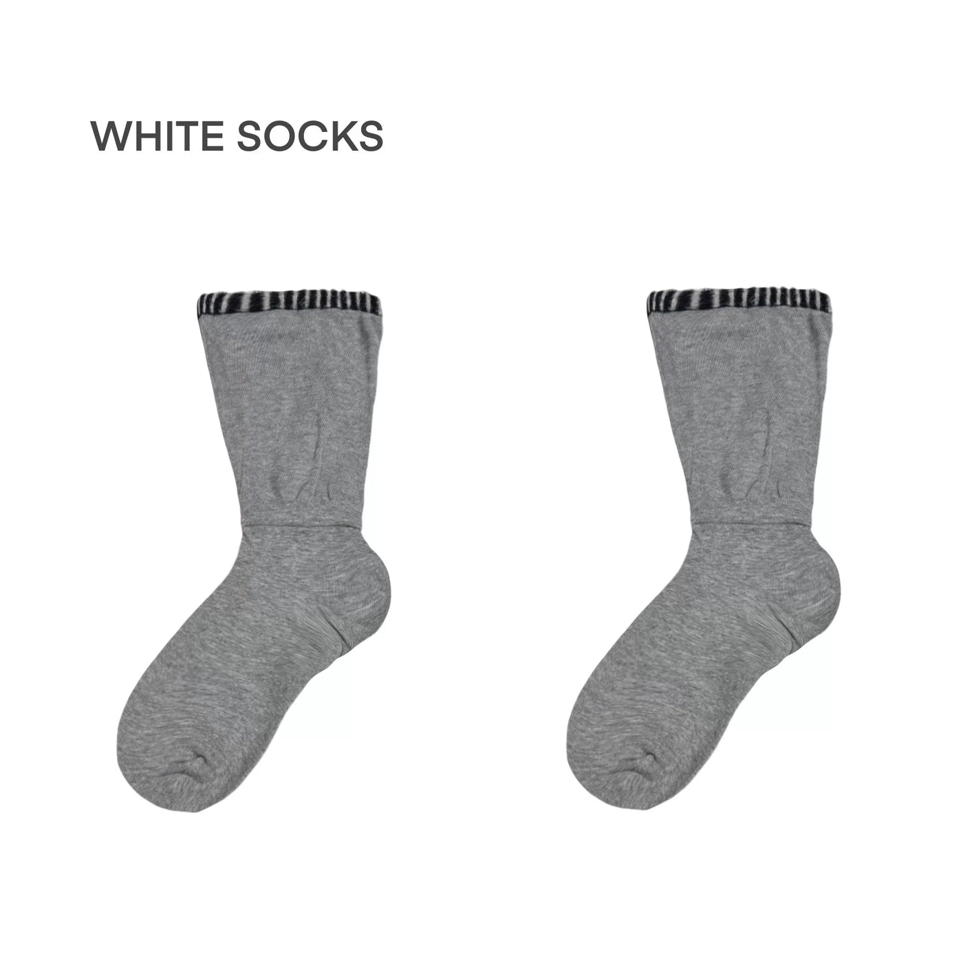 White Socks - Spliced Flare - Faux Two-Piece Mid-Calf Socks with Flared Cuffs