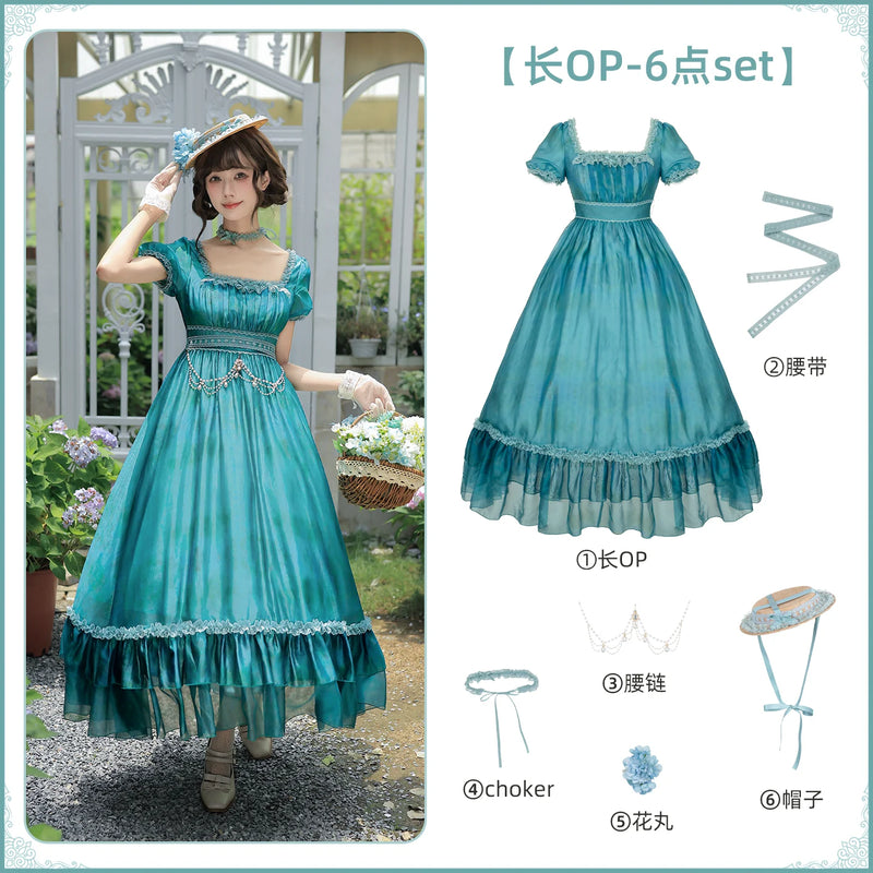 With PUJI - Water Lily - Lolita Dress Collection, Print & High-waist Silhouette detail view 7