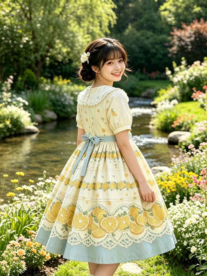 Yueele - Lemon Garden - Plus-Size Sweet Lolita OP Dress - detail view 5