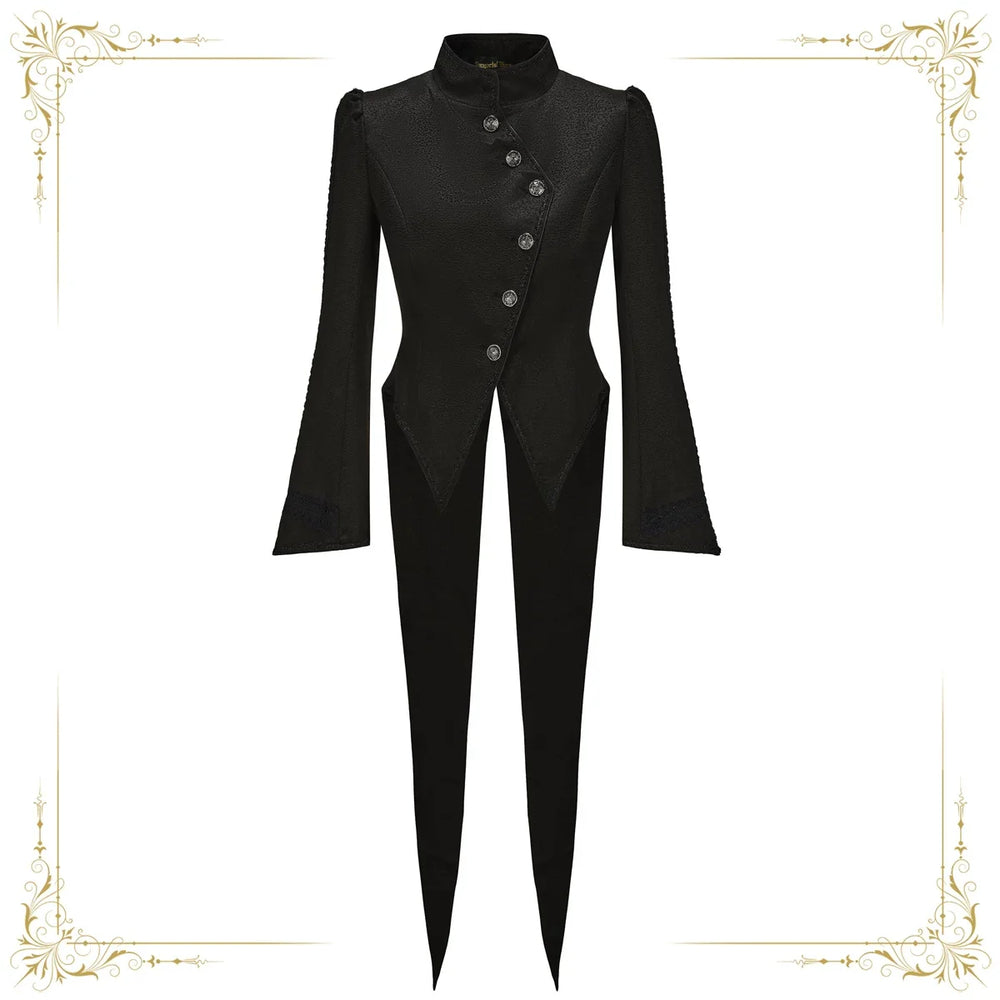 Immortal Thorn - Immortal Murky Portrait - Ouji Lolita Long Swallowtail Black Coat