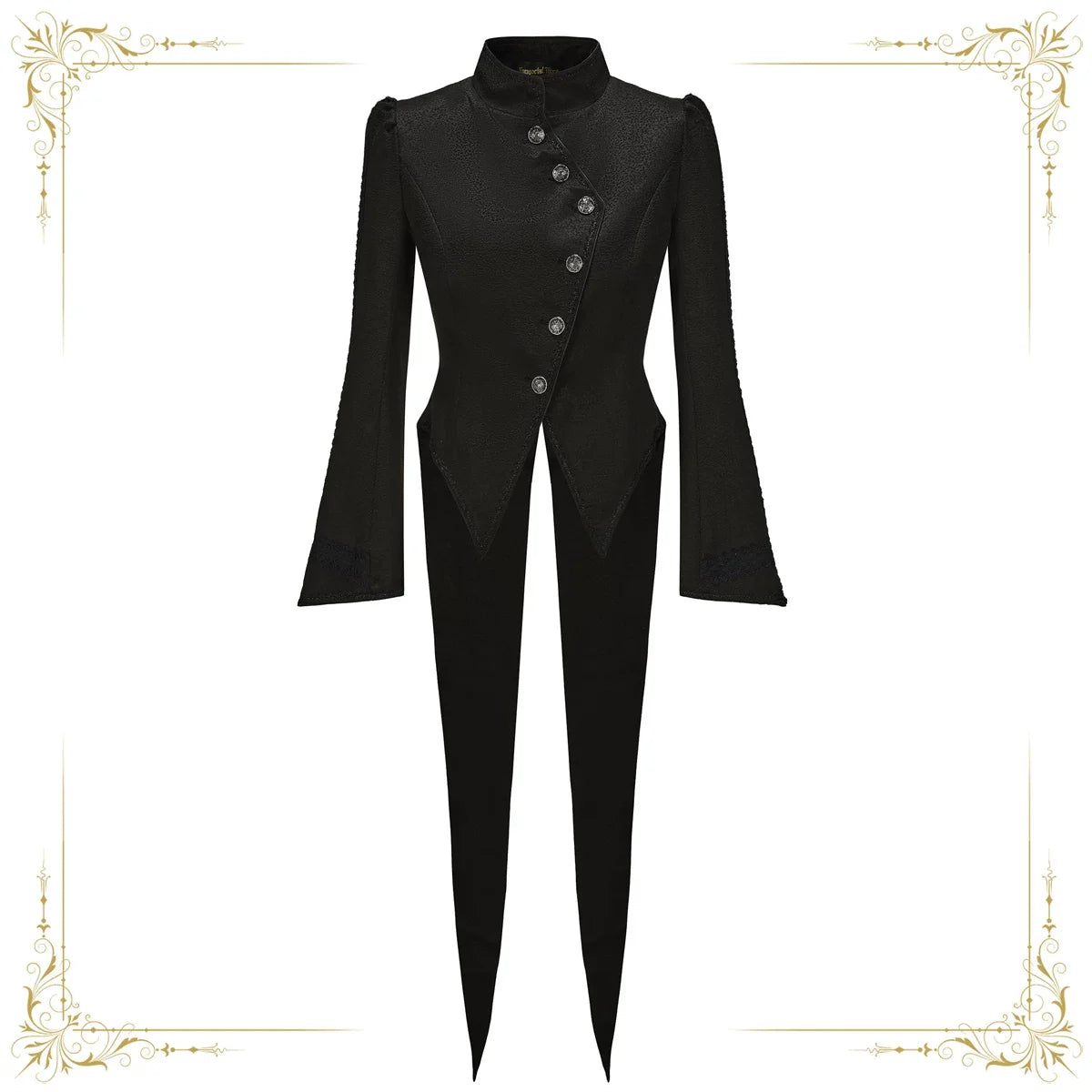 Immortal Thorn - Immortal Murky Portrait - Ouji Lolita Long Swallowtail Black Coat