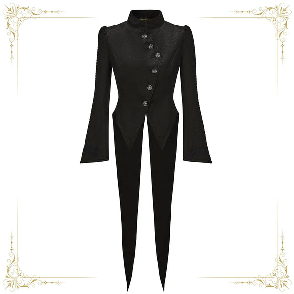 Immortal Thorn - Immortal Murky Portrait - Ouji Lolita Long Swallowtail Black Coat