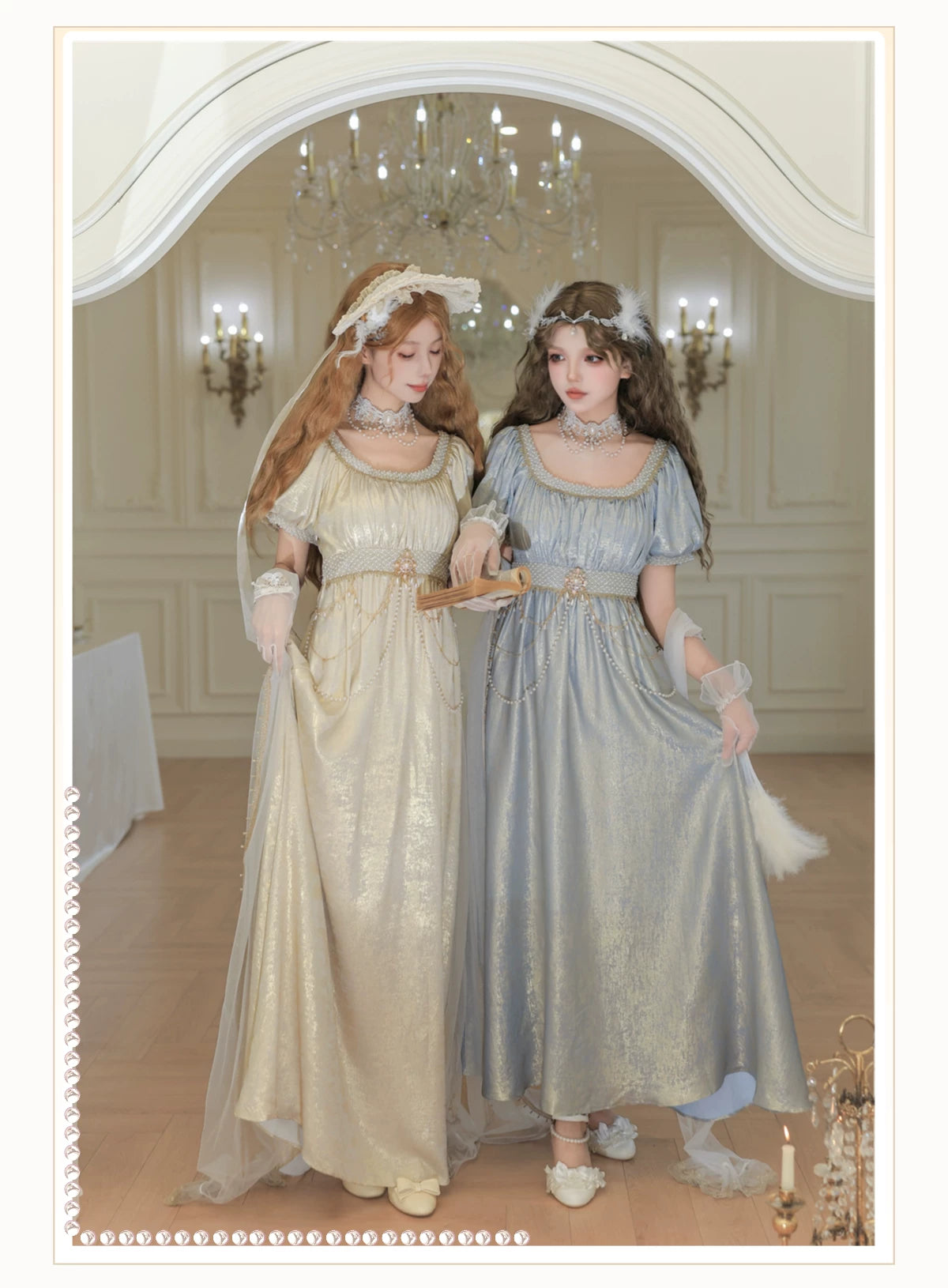 Thousand Wood - Moonlight Amber - Long OP Dress with Empire Waist and Beaded Trim