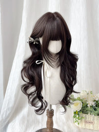 Kunkun Fish - Poppy - black-brown long wavy full-head wig - Upgraded 5.0 large-scalp, no-restyling [black-brown] + wig net