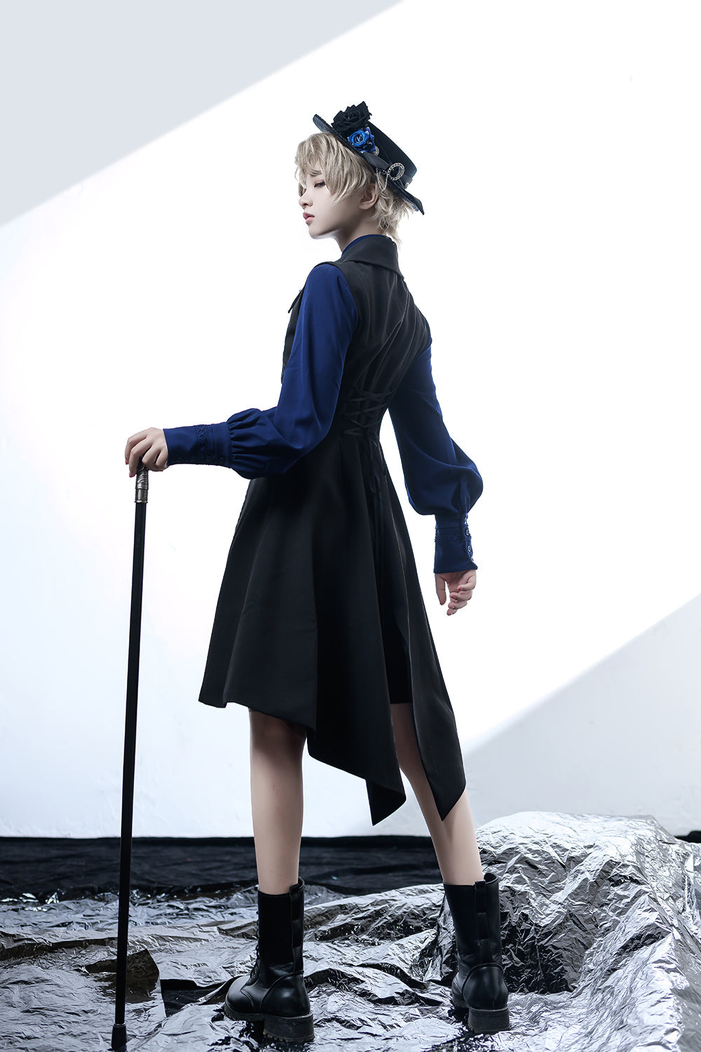 Princess Chronicles - Black and Blue - Gothic Lolita Ouji Top Hat