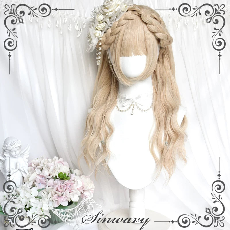 Pearl-beige long curly Lolita wig - view 3