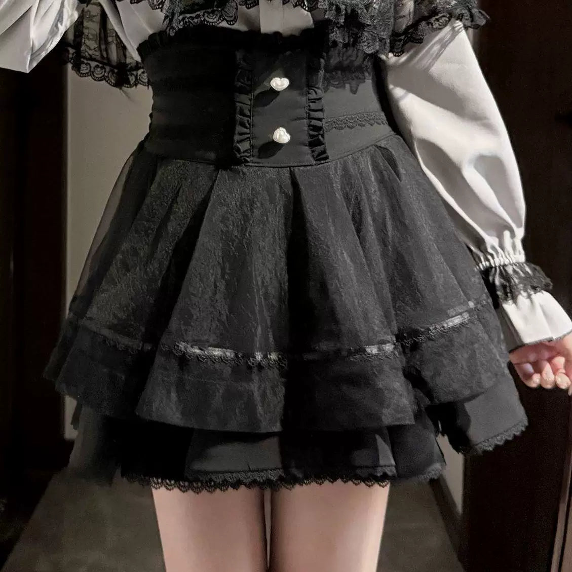 Sweetheart Dream Machine - Lace Cape Set - Two-Piece Lolita Set with Lace Cape Top