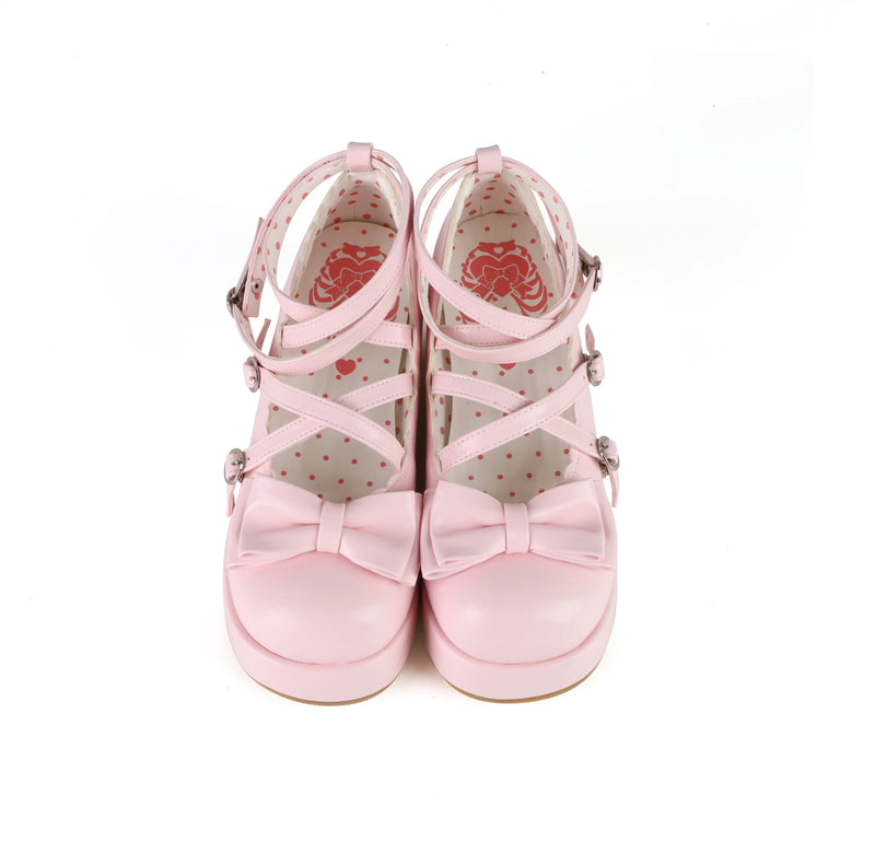 MODO Puff Tata Tonal Sole Bow Platform Lolita Shoes – Pink – view 6