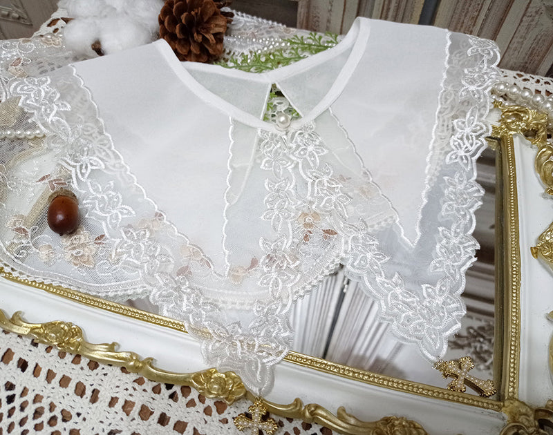 Miss point - Rose Silhouette - Lace Bow KC Lolita Accessories embroidery cross fake collar