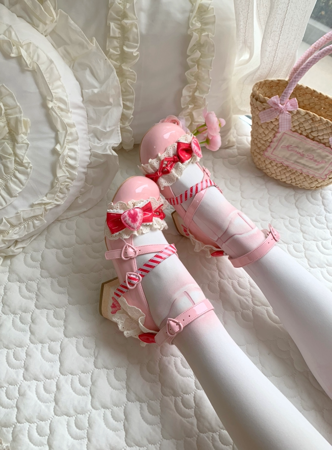 Aimee Strawberry Limited 2.0 Lolita shoes — Candy Pink colour, product view