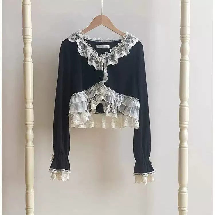 Sweetheart Dream Machine - Lace Panel - Lolita Cardigan with Layered Lace Trim