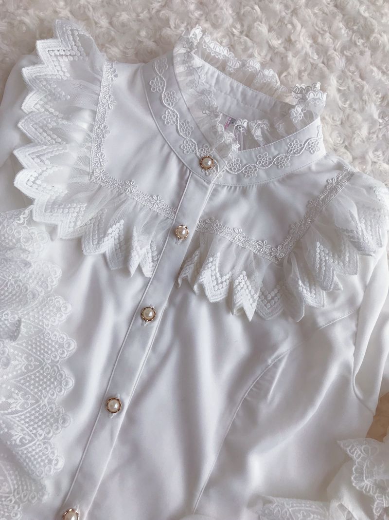 Yilia - Retro Lolita Princess Sleeve Blouse - Innerwear