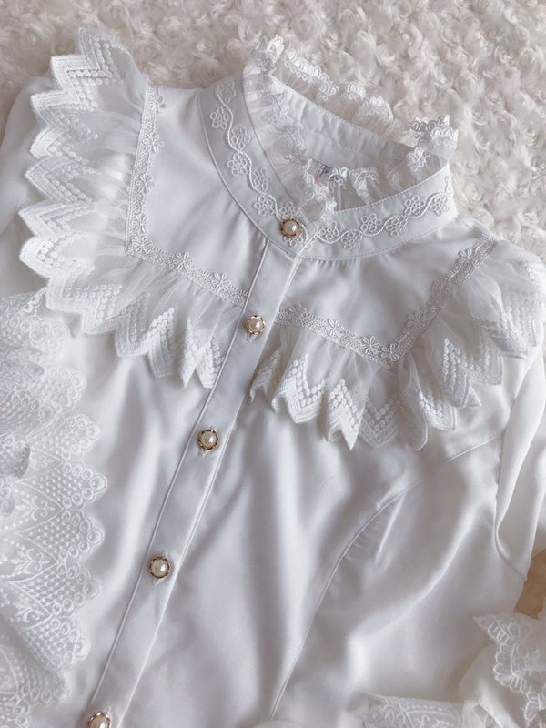 Yilia - Retro Lolita Princess Sleeve Blouse - Innerwear